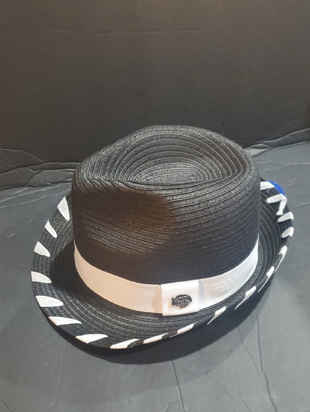 Banana Boat black white whipstitch style trim upf50+ straw fedora‎ sun hat new